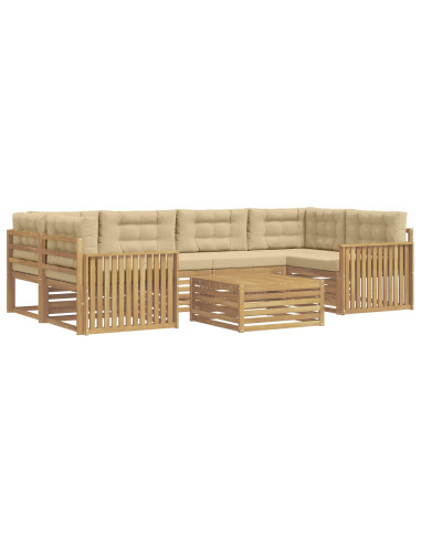 Set di divani da esterno 7 pcs Bianco e Beige