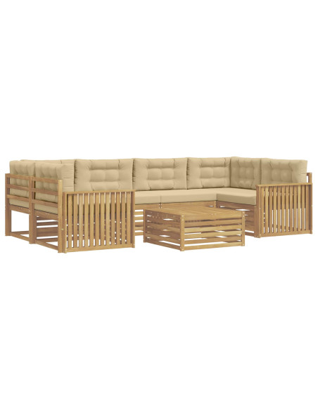 Set di divani da esterno 7 pcs Bianco e Beige
