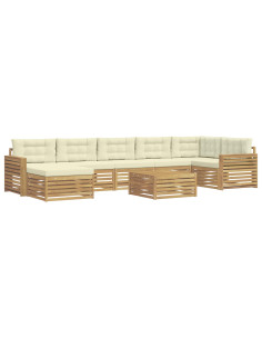 Set di divani da esterno con cuscino 8 pcs Bianco e Crema 2
