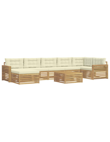 Set di divani da esterno con cuscino 8 pcs Bianco e Crema