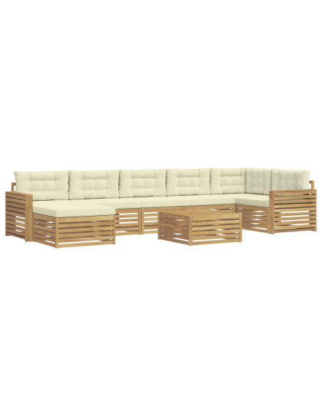Set di divani da esterno con cuscino 8 pcs Bianco e Crema