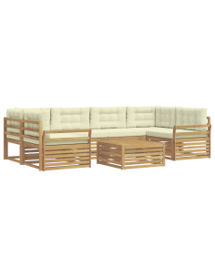 Set di divani da esterno 7 pcs Bianco e Crema 2