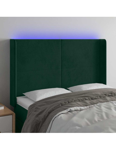Testiera a LED Verde Scuro 147x16x118/128 cm in Velluto