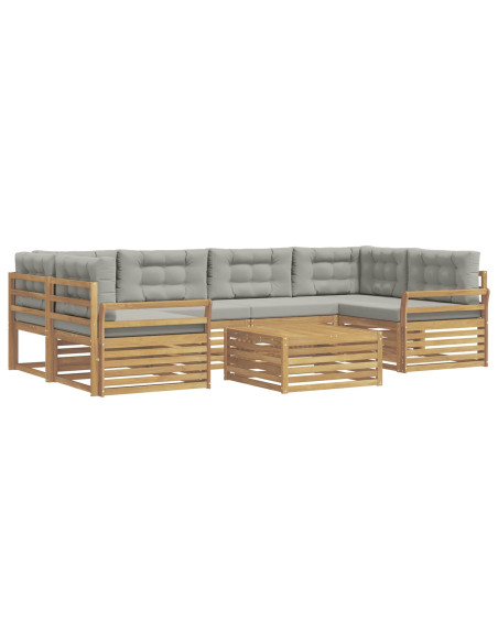 Set di divani da esterno 7 pcs Bianco e Grigio Chiaro