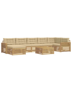 Set di divani da esterno con cuscino 8 pcs Bianco e Beige 2