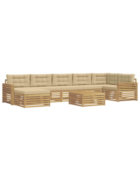 Set di divani da esterno con cuscino 8 pcs Bianco e Beige