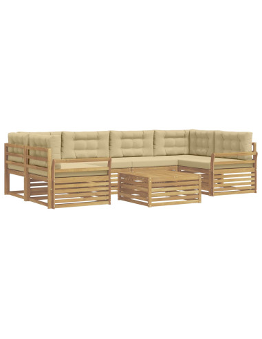 Set di divani da esterno 7 pcs Bianco e Beige