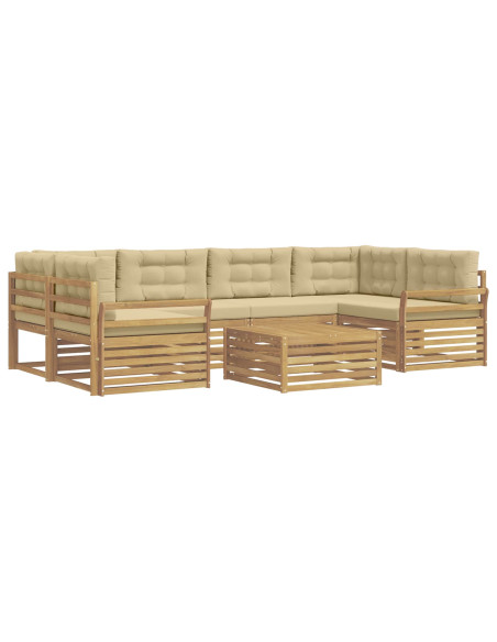 Set di divani da esterno 7 pcs Bianco e Beige