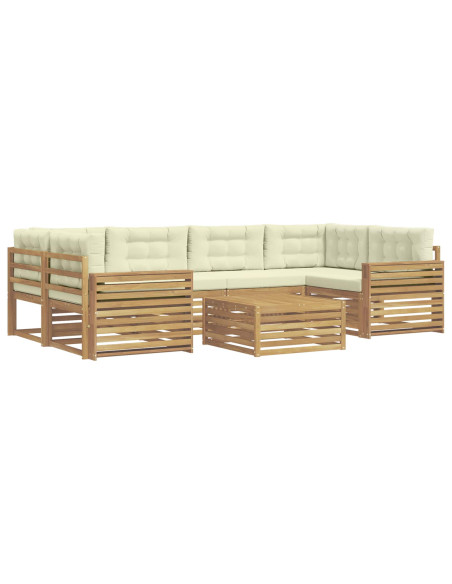 Set di divani da esterno 7 pcs Bianco e Crema