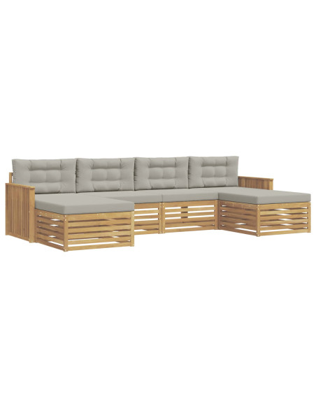 Set di divani da esterno 6 pcs Bianco e Grigio Chiaro