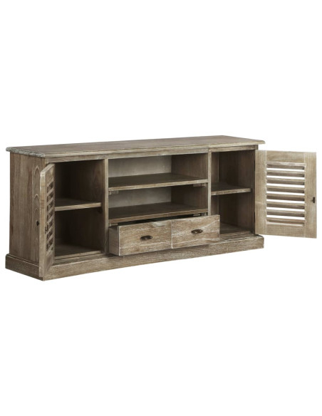 Mobile Porta TV in Legno Massello di Mindi 145x35x60 cm