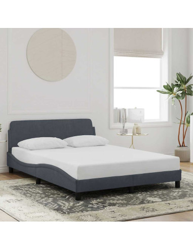 Struttura letto Dover Grigio Scuro 135x190 cm in Velluto
