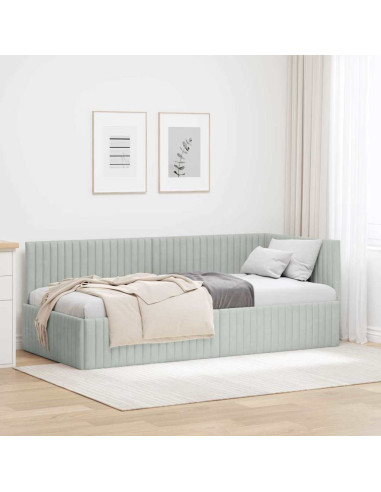 Cornice del letto ad angolo Grigio chiaro 90 cm x 190 cm