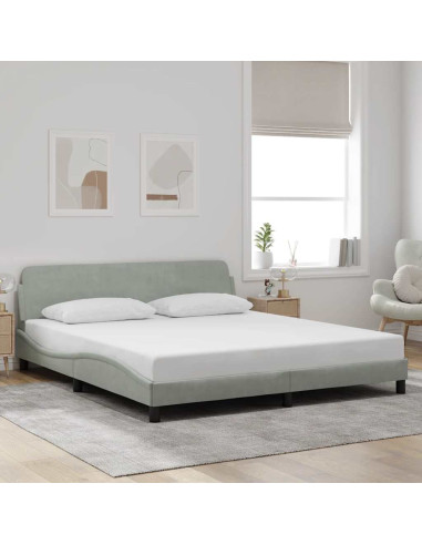 Struttura letto Dover Grigio Chiaro 180x200 cm in Velluto