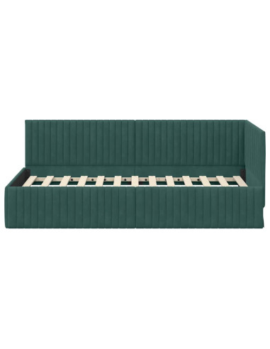 Cornice del letto ad angolo Verde Scuro 90 cm x 190 cm Velluto