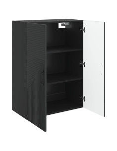 Mobiletto a muro Nero 66 x 34,5 x 90 cm Legno ingegnerizzato 2