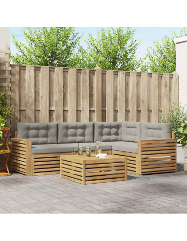 Set di divani da esterno 5 pcs Bianco e Grigio Chiaro