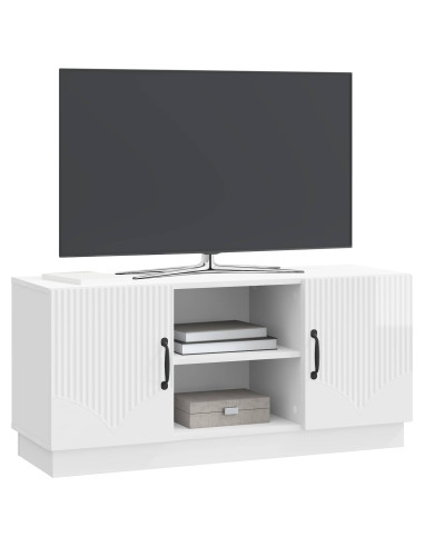 Mobile TV Bianco Lucido 102 x 34,5 x 47 cm Legno ingegnerizzato