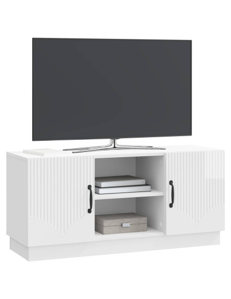 Mobile TV Bianco Lucido 102 x 34,5 x 47 cm Legno ingegnerizzato