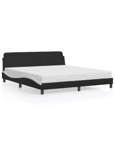 Struttura letto Dover in Similpelle Bianca e Nera 180x200 cm 2