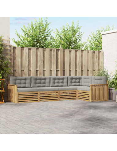 Set di divani da esterno 5 pcs Bianco e Grigio Chiaro