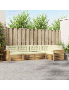Set di divani da esterno 5 pcs Bianco e Crema