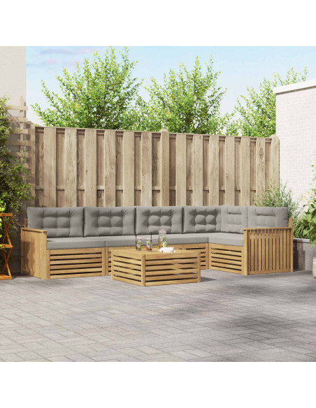 Set di divani da esterno 6 pcs Bianco e Grigio Chiaro