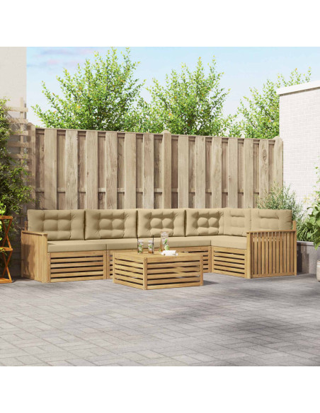 Set di divani da esterno 6 pcs Bianco e Beige 79 x 79 x 37 cm