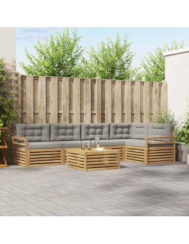 Set di divani da esterno 6 pcs Bianco e Grigio Chiaro