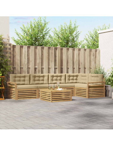Set di divani da esterno 6 pcs Bianco e Beige 79 x 79 x 37 cm
