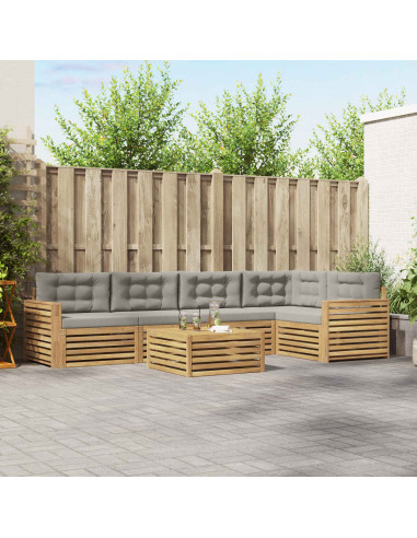 Set di divani da esterno 6 pcs Bianco e Grigio Chiaro