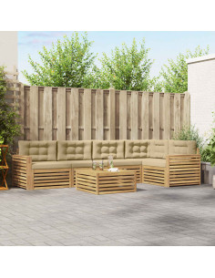 Set di divani da esterno 6 pcs Bianco e Beige 79 x 79 x 37 cm