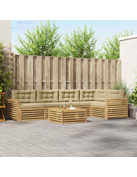 Set di divani da esterno 6 pcs Bianco e Beige 79 x 79 x 37 cm