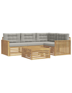 Set di divani da esterno 5 pcs Bianco e Grigio Chiaro 2