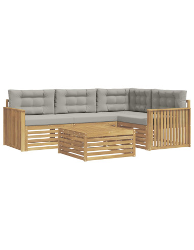 Set di divani da esterno 5 pcs Bianco e Grigio Chiaro