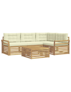 Set di divani da esterno 5 pcs Bianco e Crema 79 x 79 x 37 cm 2