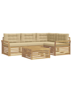 Set di divani da esterno 5 pcs Bianco e Beige 79 x 79 x 37 cm 2