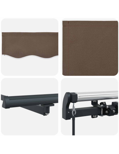 Tenda retrattile Tortora 350 x 250 cm Tessuto e Alluminio