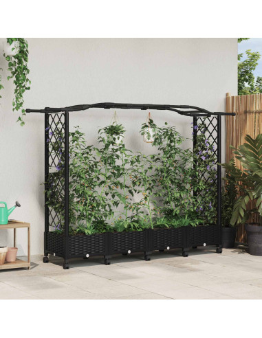 Letto Rialzato con Griglia e Tetto Nero 207 x 40 x 129 cm PP