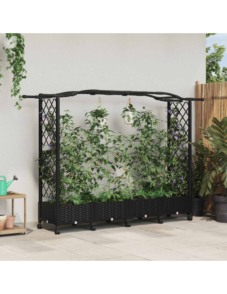 Letto Rialzato con Griglia e Tetto Nero 207 x 40 x 129 cm PP