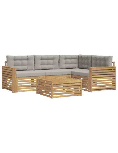 Set di divani da esterno 5 pcs Bianco e Grigio Chiaro
