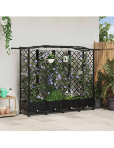 Letto Rialzato con Griglia e Tetto Nero 203,5 x 40 x 129 cm PP