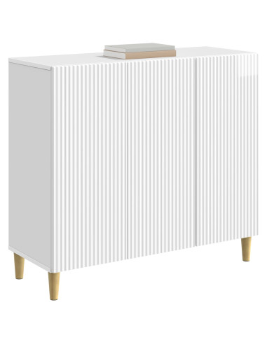 Credenza Bianco Lucido 89 x 34,5 x 80 cm Legno ingegnerizzato