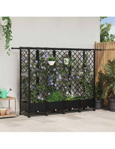 Letto Rialzato con Griglia e Tetto Nero 202,5 x 40 x 127 cm PP