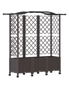 Letto Rialzato con Griglia e Tetto Marrone 163 x 40 x 144 cm PP 2