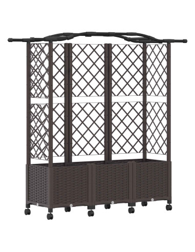 Letto Rialzato con Griglia e Tetto Marrone 163 x 40 x 144 cm PP