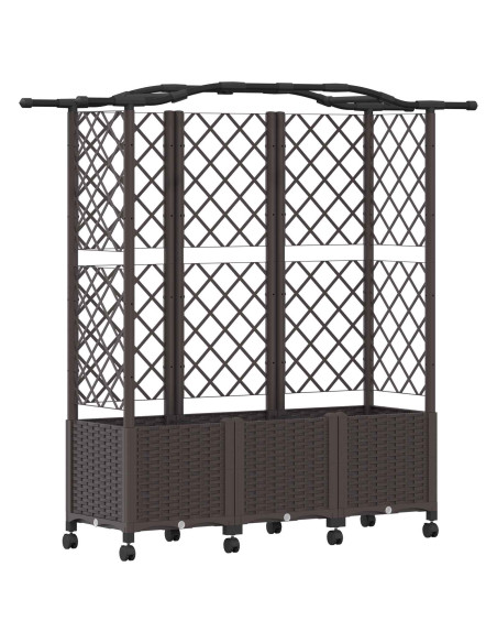 Letto Rialzato con Griglia e Tetto Marrone 163 x 40 x 144 cm PP