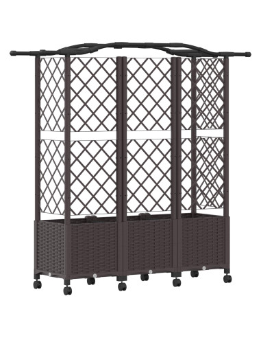 Letto Rialzato con Griglia e Tetto Marrone 163 x 40 x 144 cm PP