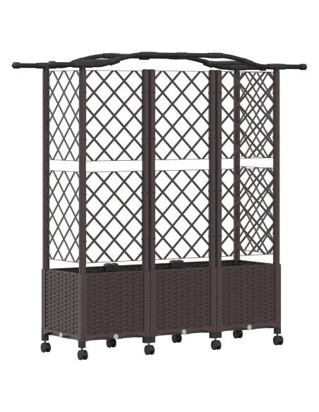 Letto Rialzato con Griglia e Tetto Marrone 163 x 40 x 144 cm PP