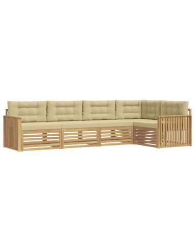 Set di divani da esterno 5 pcs Bianco e Beige